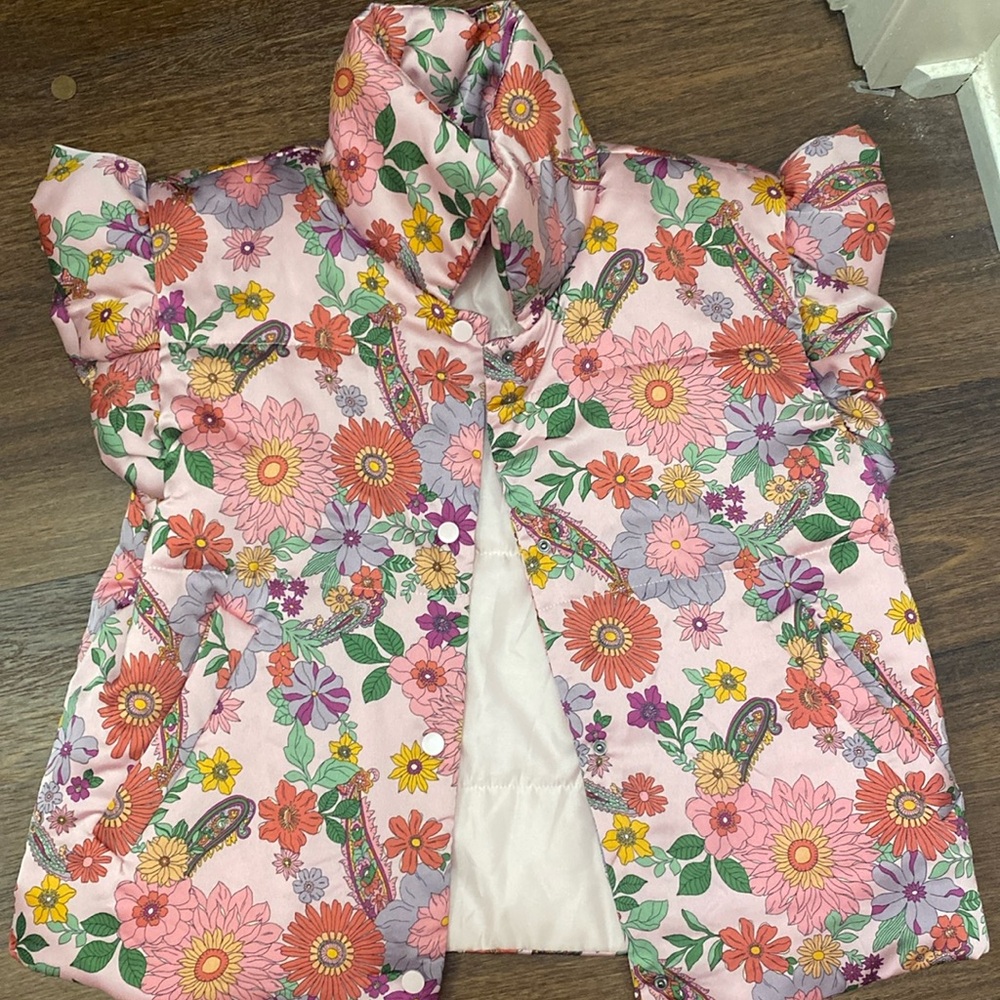 Spring floral puff vest